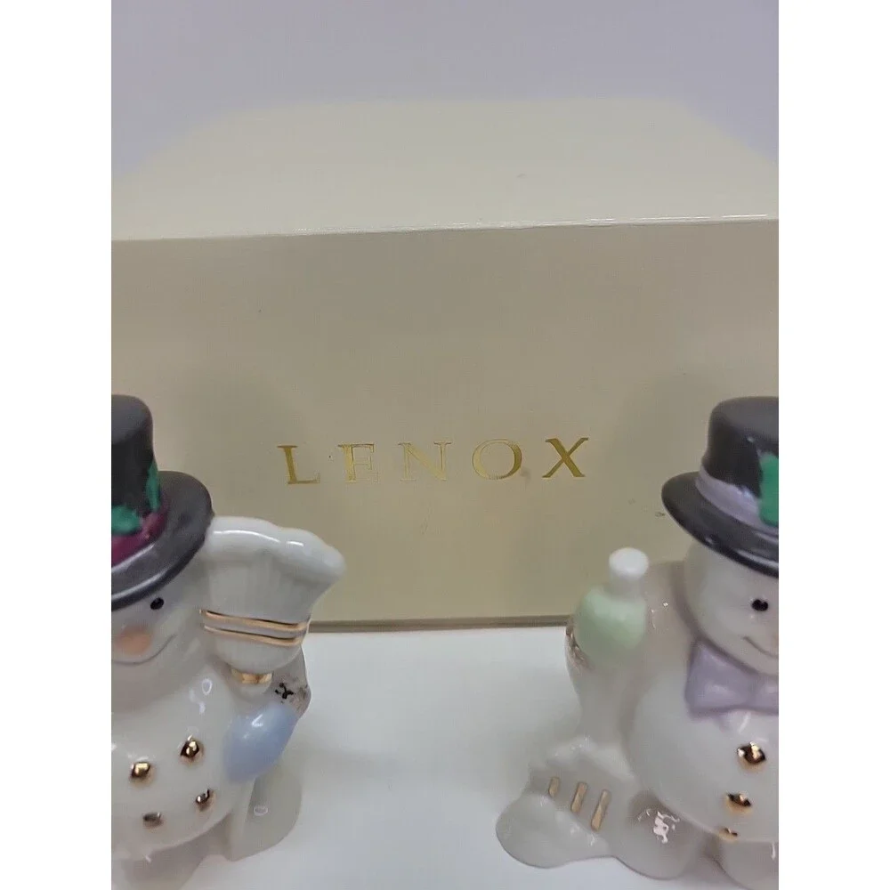 Lenox Snowmen Salt & Pepper‎ Shakers with Box